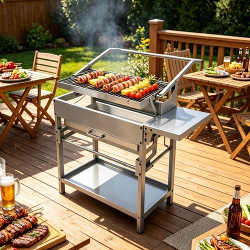 Stainless steel charcoal bbq - steel,